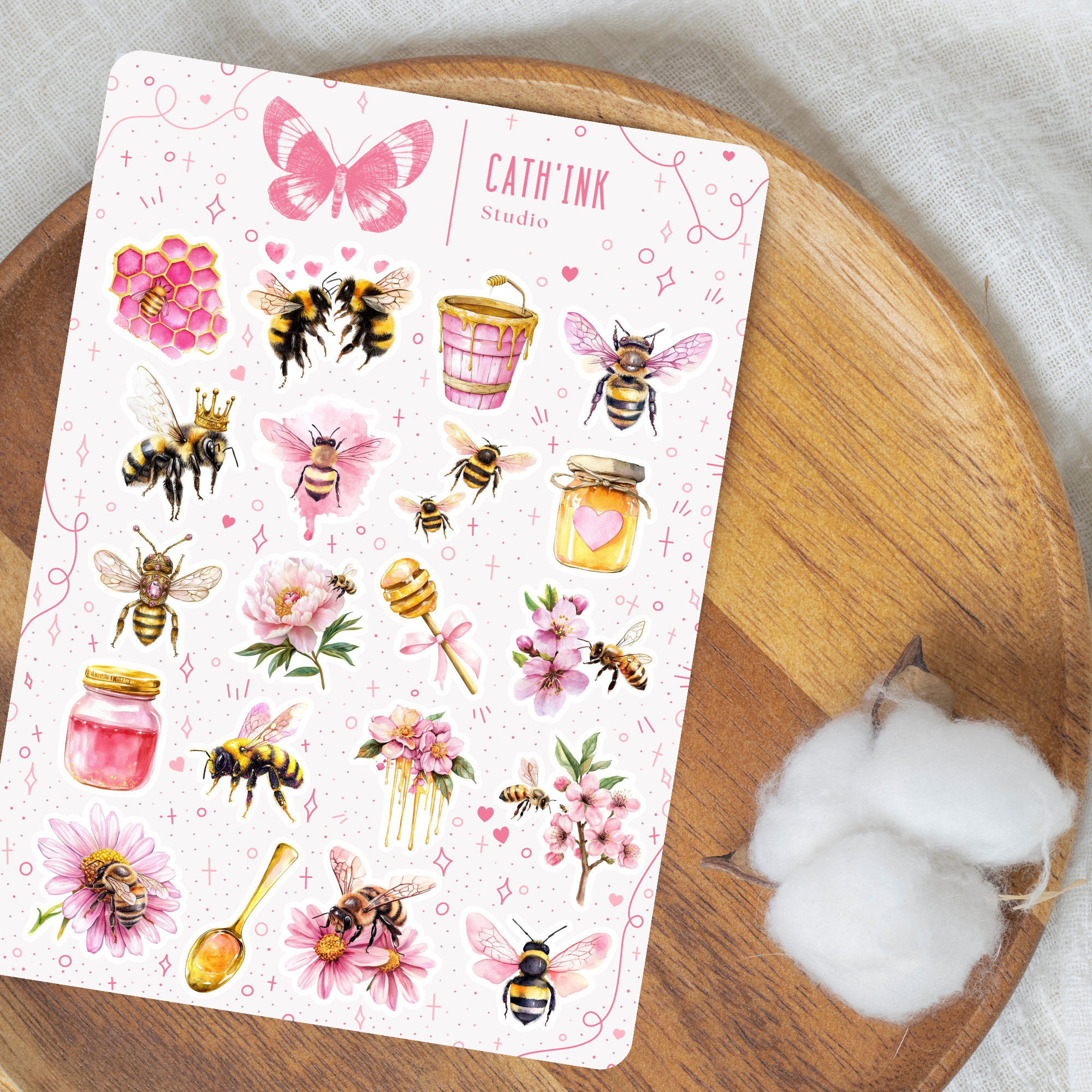 Feuille d’autocollants – Jardin Miel & Fleurs ✿