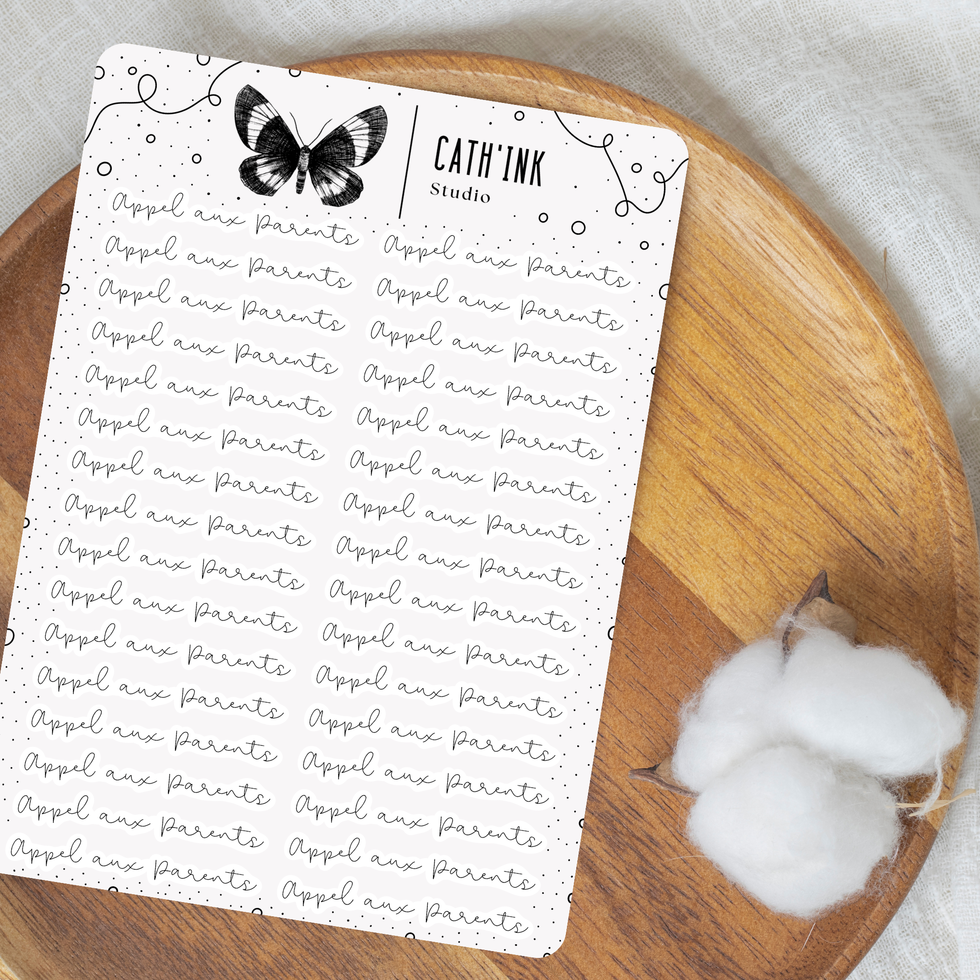 Feuille d’autocollants – Appel aux parents ✿