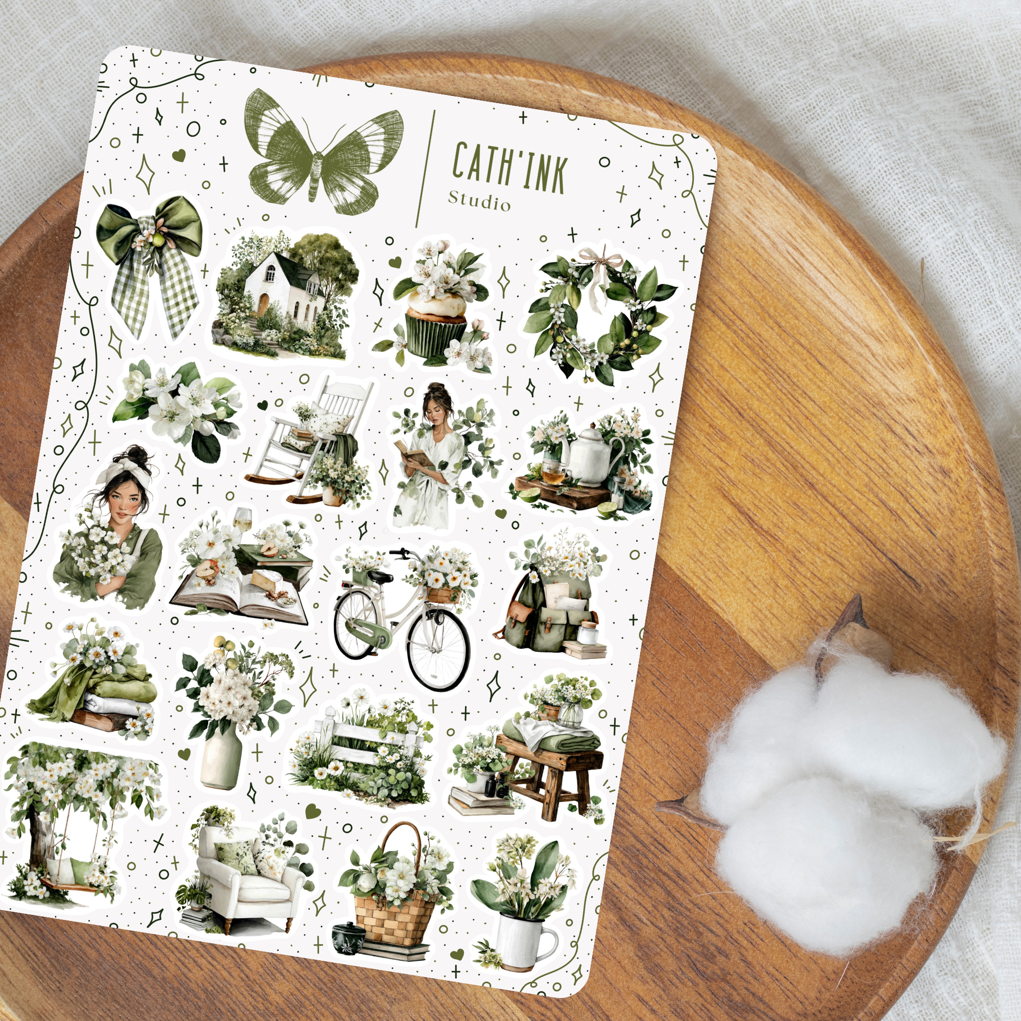 Feuille d’autocollants – Jardin vert ✿