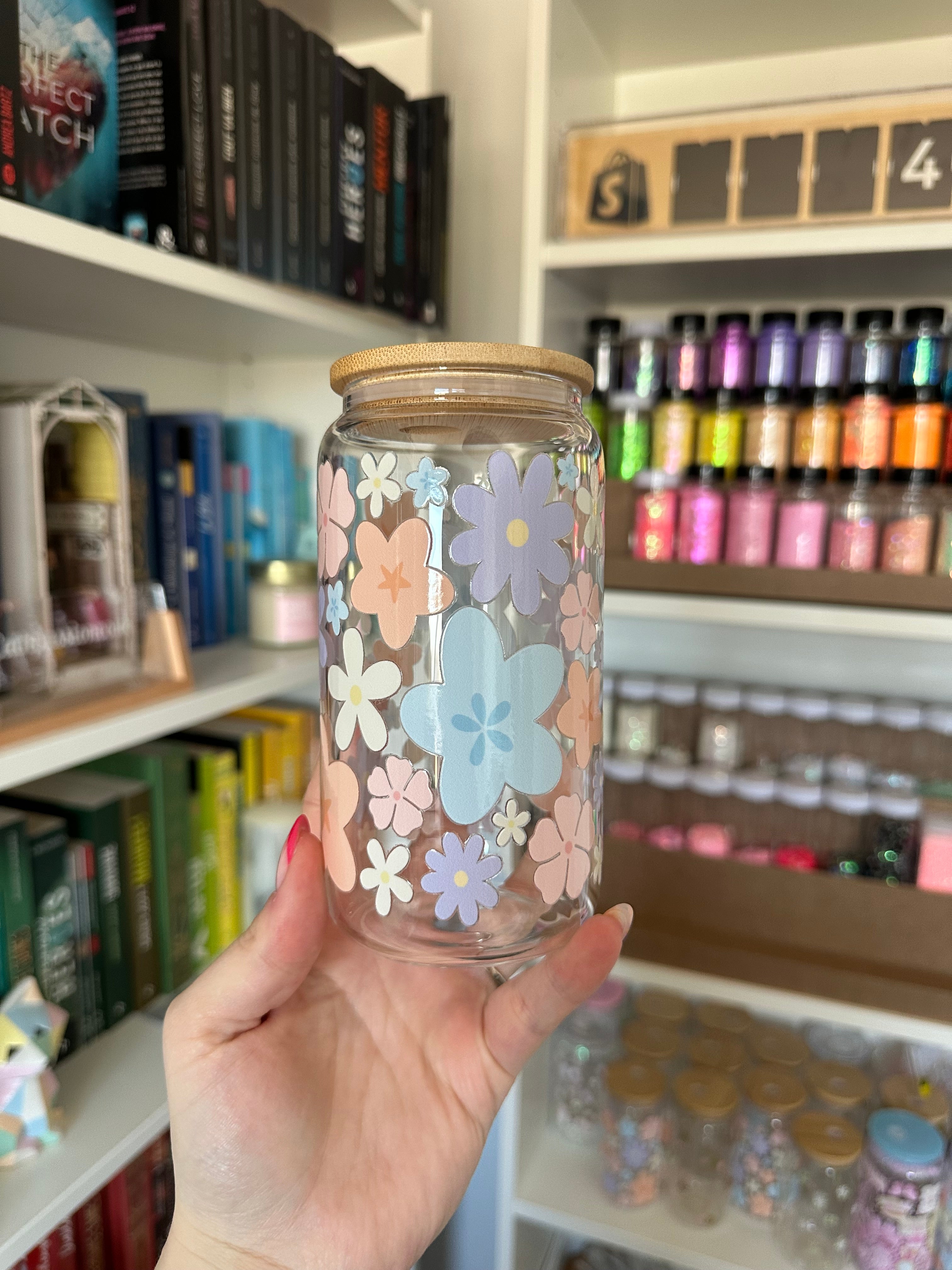 Verre en vitre Fleur pastel ✿