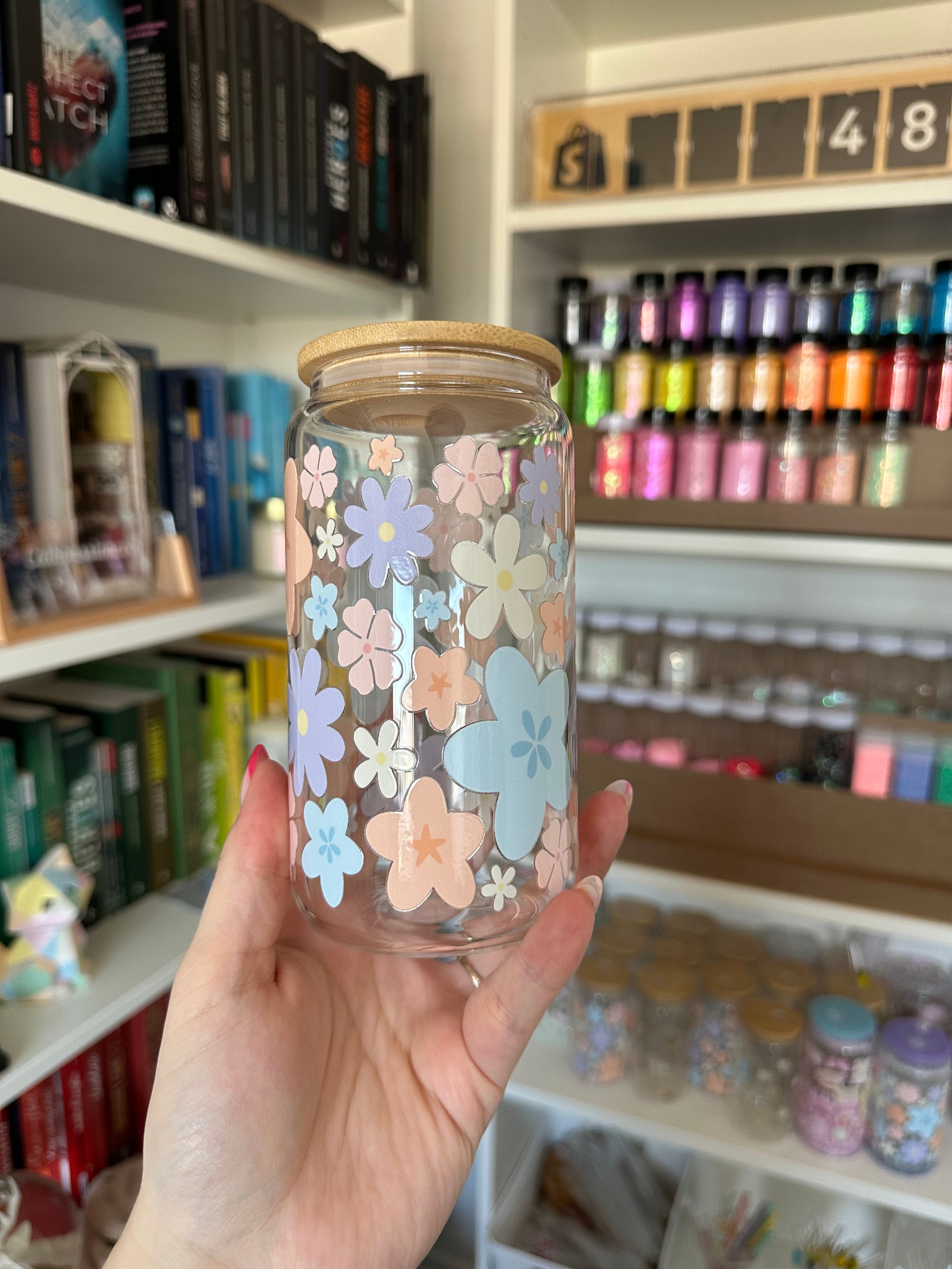 Verre en vitre Fleur pastel ✿