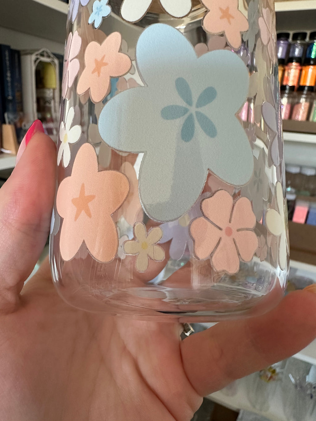Verre en vitre Fleur pastel ✿
