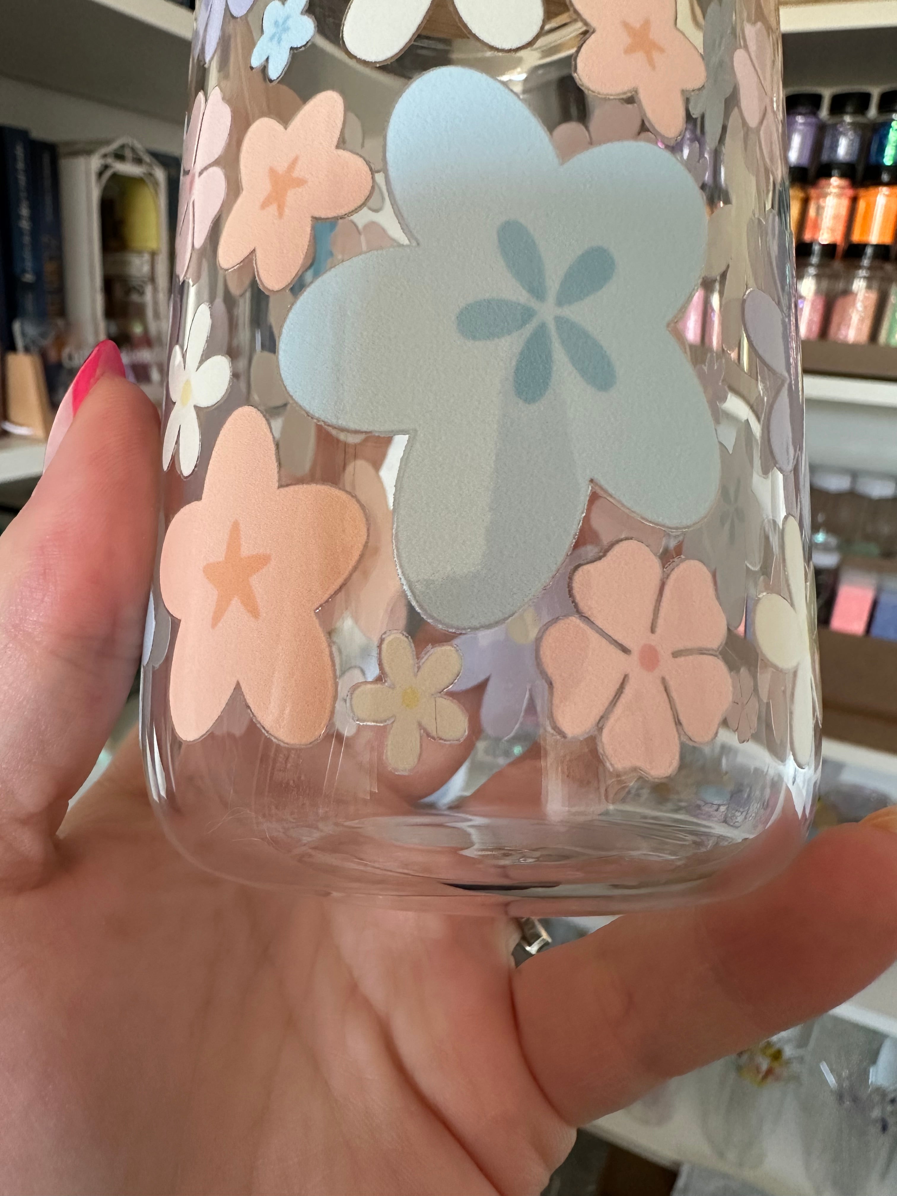 Verre en vitre Fleur pastel ✿