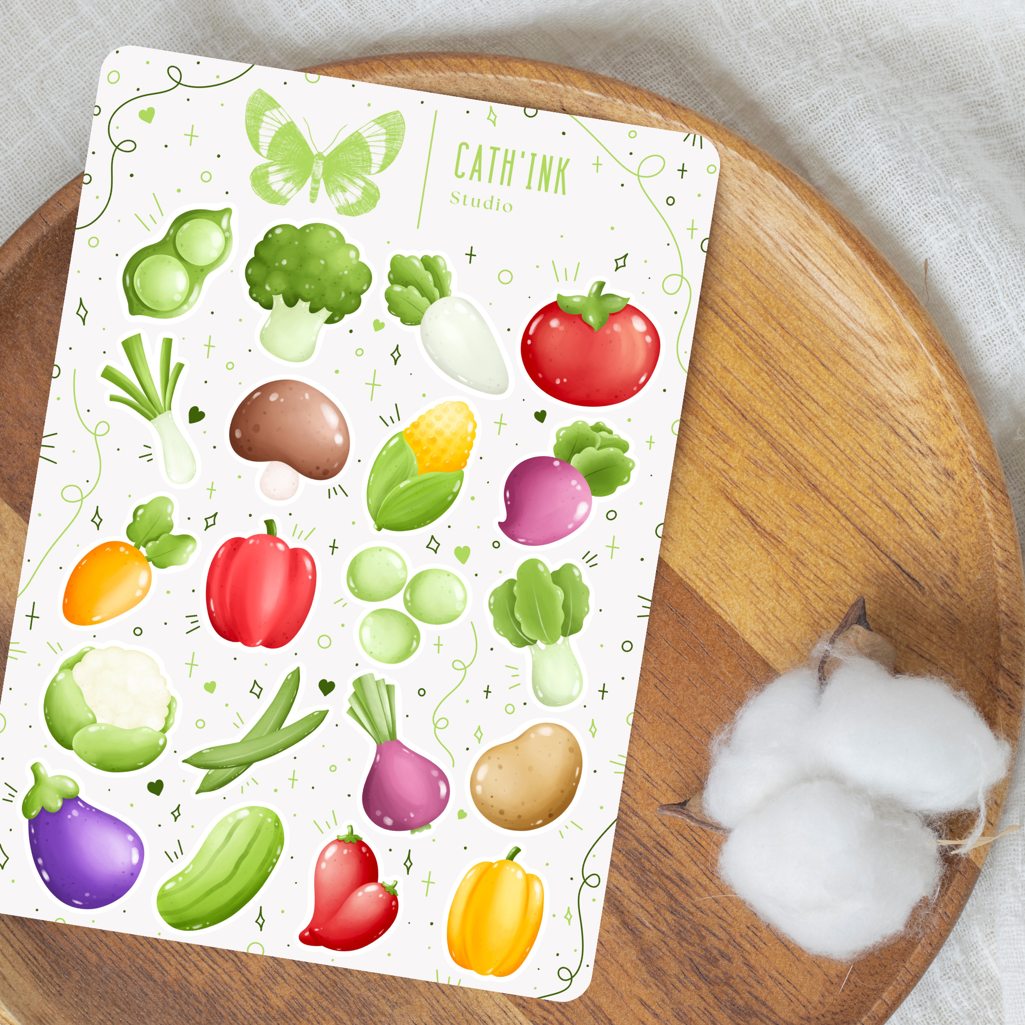 Feuille d’autocollants – Légumes du jardin ✿